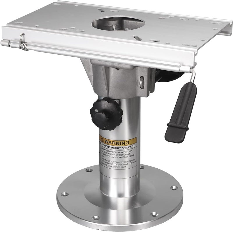ONHI Adjustable Aluminum Boat Seat Pedestal 14-20 Inch Height with Slide, Locking Mechanism, Silver Matte Brushed Finish, Ideal for Fishing Boats and Marine Vessels - Image 1